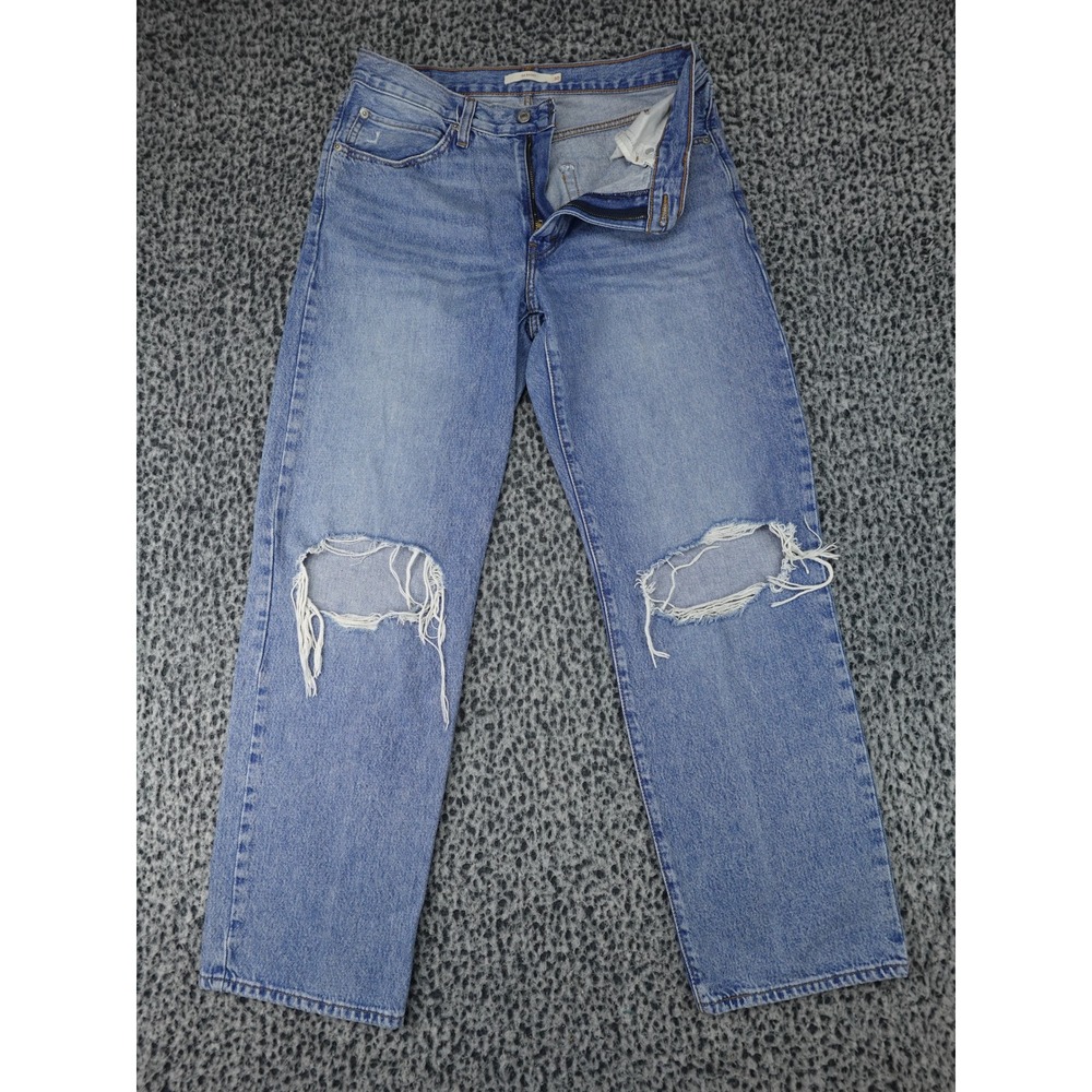 Levi's 94 Baggy Jeans Womens Size 30 Medium Wash Blue Distressed A3510-0029